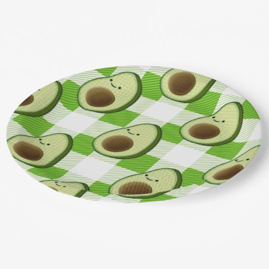Assiettes En Carton Motif Tartan vert et blanc (Angle)