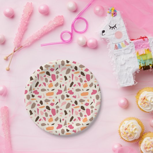 Assiettes En Carton Motif Terrazzo (Fête)