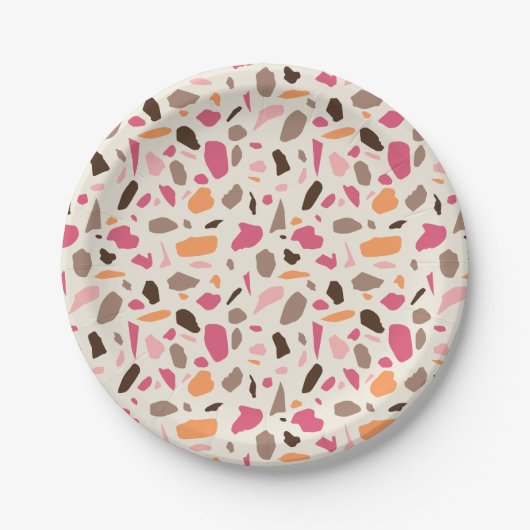 Assiettes En Carton Motif Terrazzo (Devant)