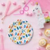 Assiettes En Carton Motif terrazzo coloré plat (Fête)