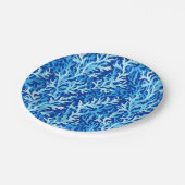 Assiettes En Carton Motif textile du littoral d'algues bleues (Angle)
