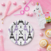 Assiettes En Carton Motif Tour Eiffel Chic violet Monogram (Fête)