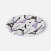 Assiettes En Carton Motif Tour Eiffel Chic violet Monogram (Angle)