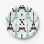 Assiettes En Carton Motif tour Monogram Aqua Chic Eiffel (Devant)