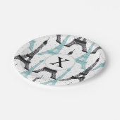 Assiettes En Carton Motif tour Monogram Aqua Chic Eiffel (Angle)