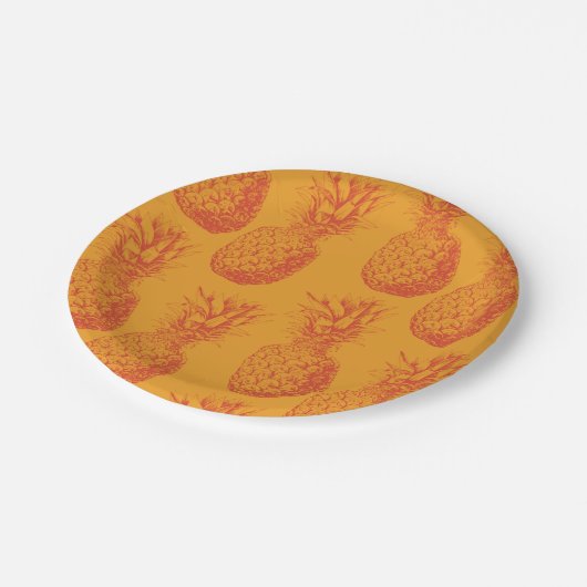 Assiettes En Carton Motif transparent avec ananas (Angle)