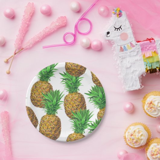 Assiettes En Carton Motif transparent avec ananas (Fête)