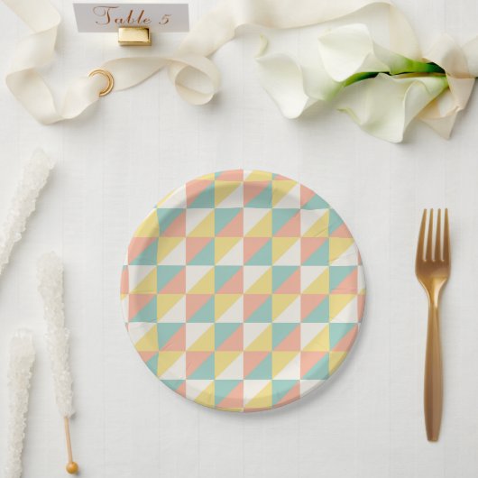 Assiettes En Carton Motif triangle Abstrait géométrique coloré (Mariage)