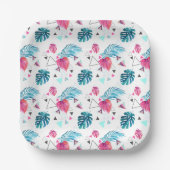 Assiettes En Carton Motif triangle feuille tropicale (Recto)