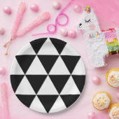 Assiettes En Carton Motif triangle noir et blanc (Fête)