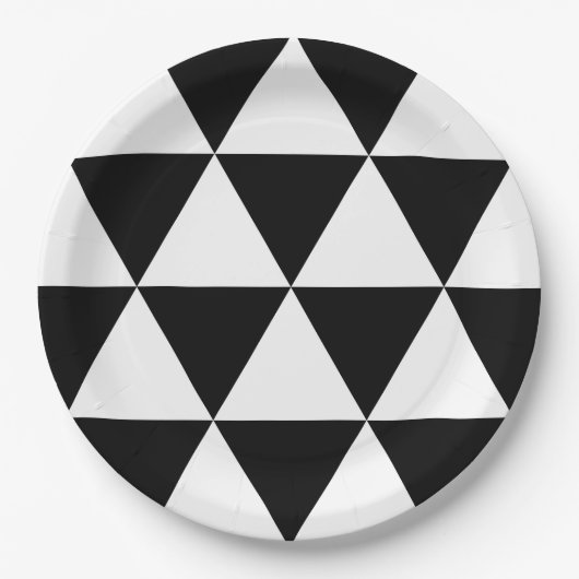 Assiettes En Carton Motif triangle noir et blanc (Devant)