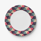 Assiettes En Carton Motif Triangle Turquoise Et Rose (Devant)