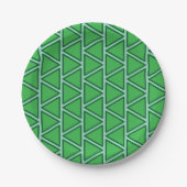 Assiettes En Carton Motif triangle vert trois tons Abstrait (Devant)