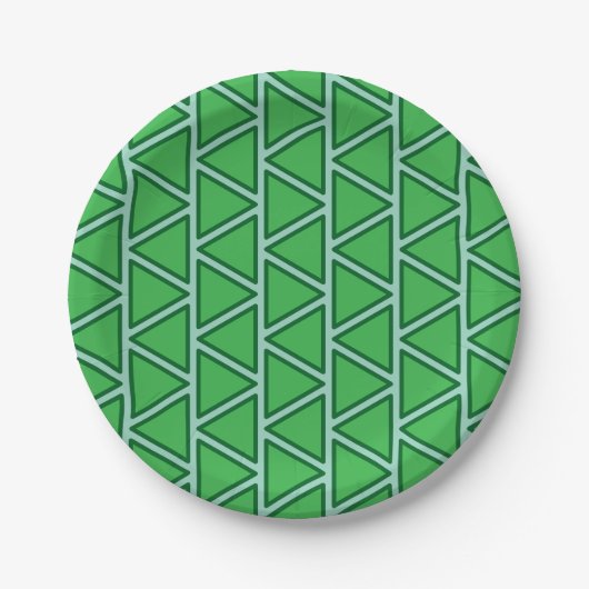 Assiettes En Carton Motif triangle vert trois tons Abstrait (Devant)
