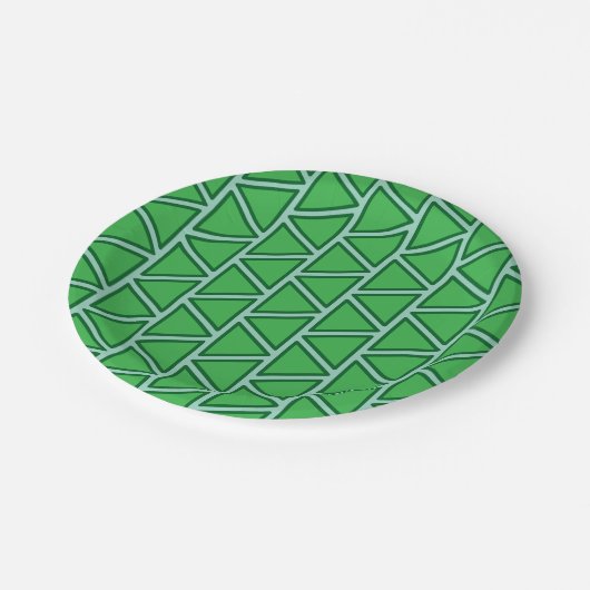 Assiettes En Carton Motif triangle vert trois tons Abstrait (Angle)