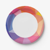 Assiettes En Carton Motif triangulaire Abstrait coloré (Devant)