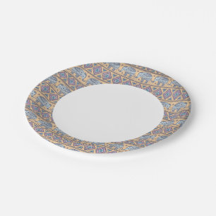 Assiettes En Carton Motif tribal Blue Ethnic Elephant