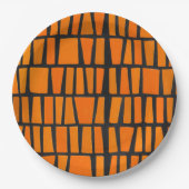 Assiettes En Carton Motif tribal d'Afrique orange et noire (Devant)
