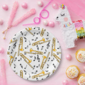 Assiettes En Carton Motif Trombone Music Notes (Fête)