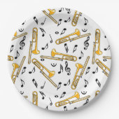 Assiettes En Carton Motif Trombone Music Notes (Devant)