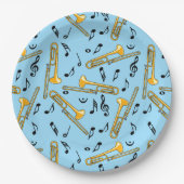 Assiettes En Carton Motif Trombone Music Notes (Devant)