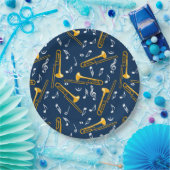 Assiettes En Carton Motif Trombone Music Notes (Fête)