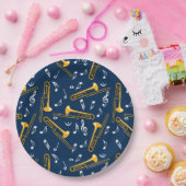Assiettes En Carton Motif Trombone Music Notes (Fête)