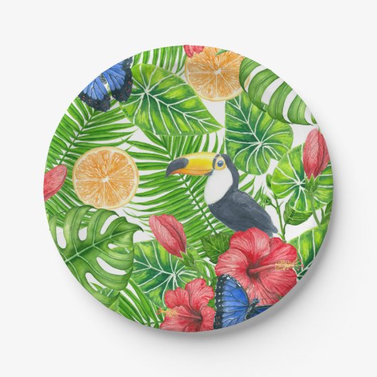 Assiettes En Carton Motif tropical (Devant)