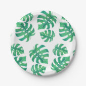 Assiettes En Carton Motif tropical avec feuilles monstères (Devant)