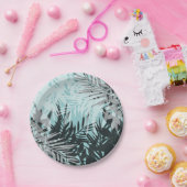 Assiettes En Carton Motif tropical bleu clair (Fête)