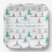 Assiettes En Carton Motif turquoise d'arbre de Noël n° 5 ID1009 (Recto)