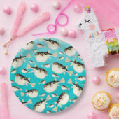 Assiettes En Carton motif turquoise de poisson (Fête)