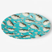 Assiettes En Carton motif turquoise de poisson (Angle)