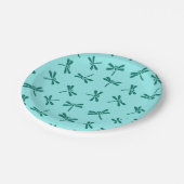Assiettes En Carton Motif, turquoise et Aqua japonais de libellule (Angle)