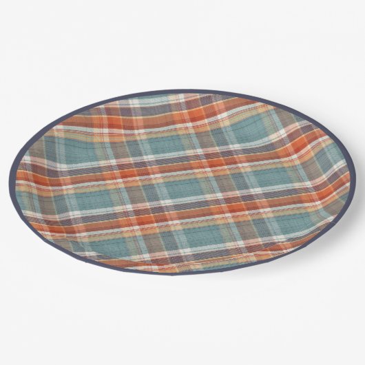 Assiettes En Carton Motif Turquoise moderne bleu foncé orange blanc pl (Angle)