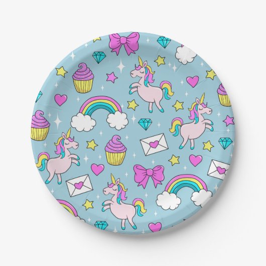 Assiettes En Carton Motif Unicorn mignon (Devant)