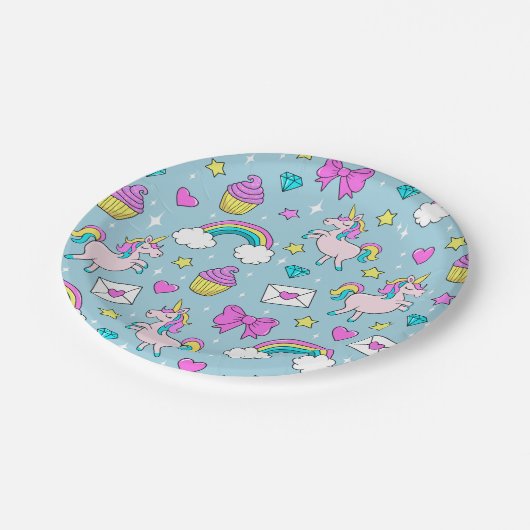 Assiettes En Carton Motif Unicorn mignon (Angle)