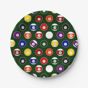 Assiettes En Carton Motif vert de billards de boule de piscine