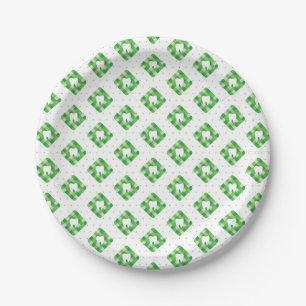 Assiettes En Carton Motif vert de dent de plaid