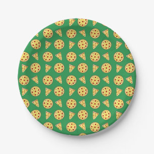 Assiettes En Carton Motif vert de pizza