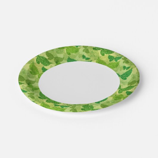 Assiettes En Carton Motif vert de printemps (Angle)