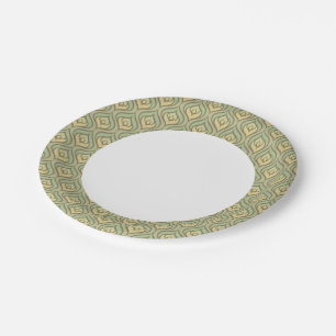 Assiettes En Carton motif vert et jaune rétro vintage