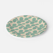 Assiettes En Carton Motif vert et rose de cactus (Angle)