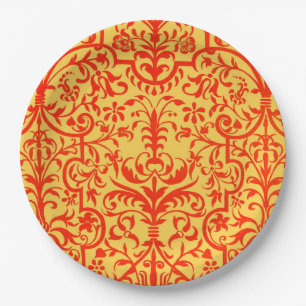 Assiettes En Carton Motif victorien orange