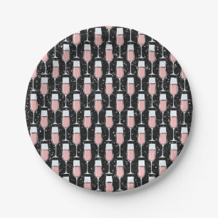Assiettes En Carton Motif Vin Rosé