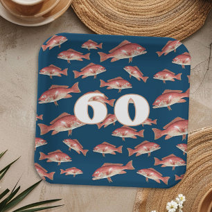 Assiettes En Carton Motif Vivaneau Rouge Anniversaire de Pêcheur