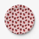 Assiettes En Carton Motif Whimsical Ladybug sur rose (Devant)