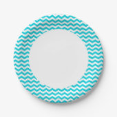 Assiettes En Carton Motif White and Aqua Zig Zag (Devant)