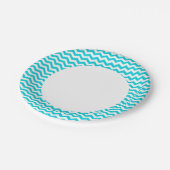 Assiettes En Carton Motif White and Aqua Zig Zag (Angle)