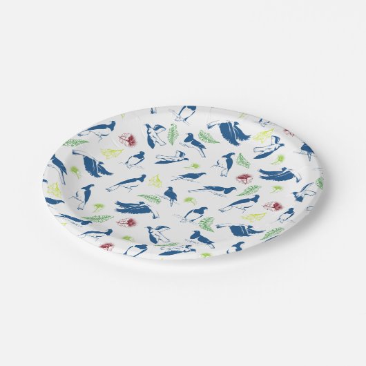 Assiettes En Carton Motif Wood Pigeon Kereru (Angle)